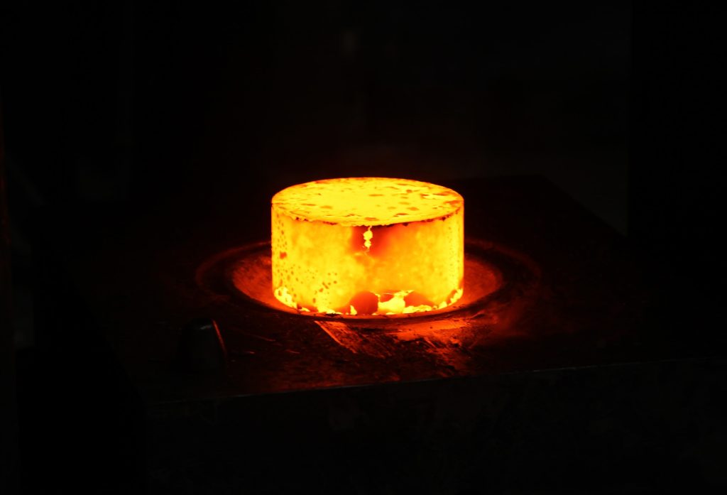 hot iron in casting factory