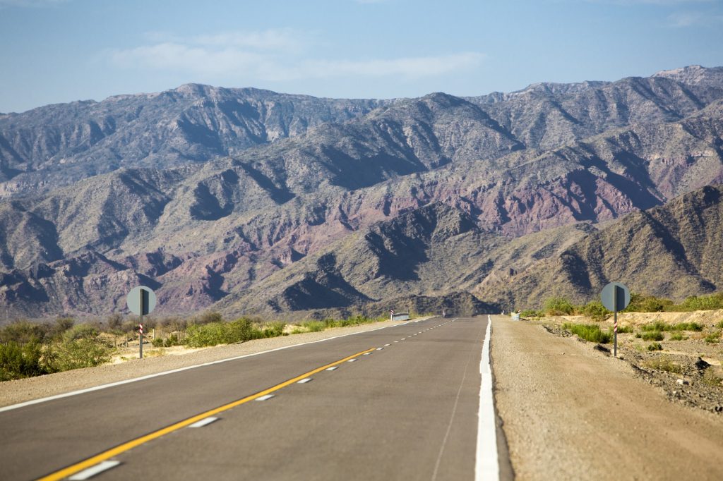 Mountains and straight road 40 in Argentina