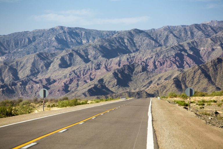 Mountains and straight road 40 in Argentina