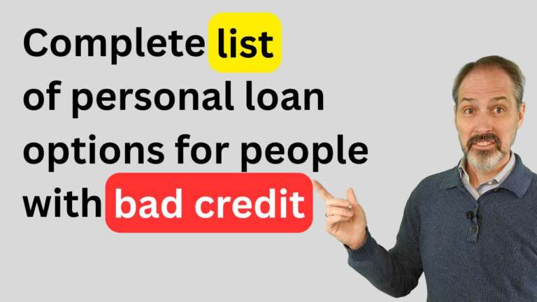 Complete list of personal loan options for people with bad credit